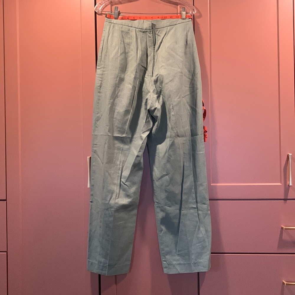 Vintage pleated linen wide leg pants, pale green